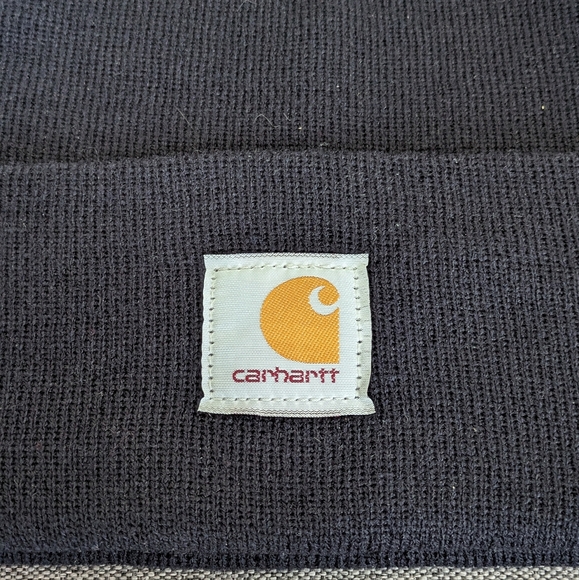 🆕 Carhartt Navy Blue Knit Cuffed Beanie Hat - Picture 3 of 12